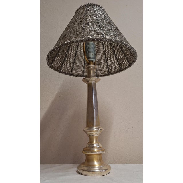 Vintage Metal Table Lamp with Glass Bead Shade, 1970s For Sale - Image 6 of 9