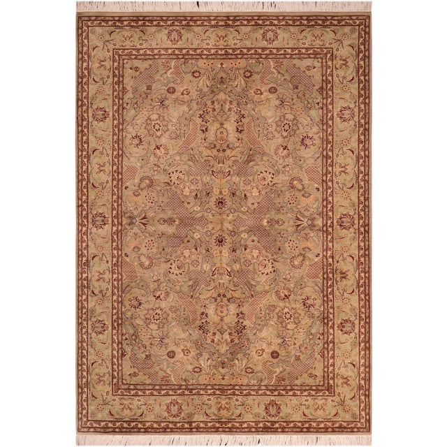 Beautiful 1990's Pak-Persian Taupe/Green Wool Rug - 6'1'' X 9'3'' For Sale - Image 9 of 9