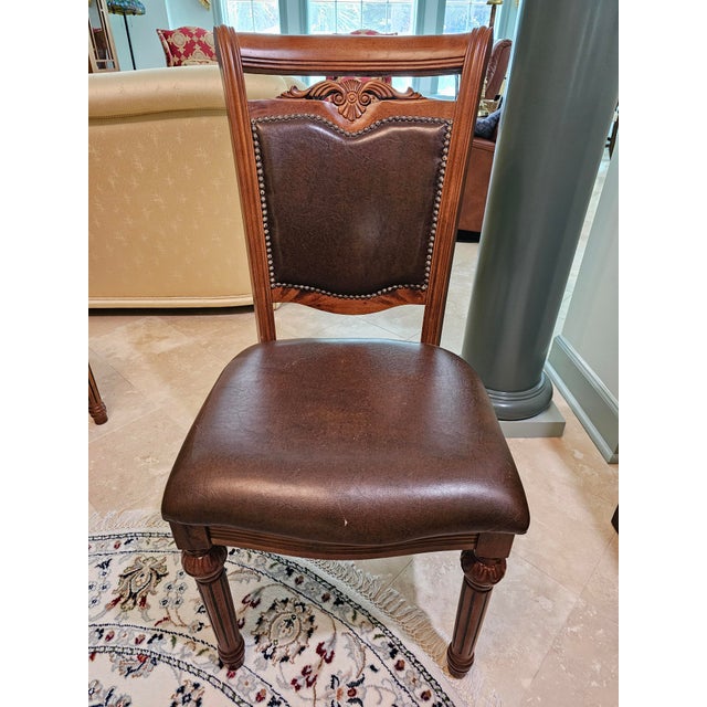 Wood Set of 6 Dining Chairs For Sale - Image 7 of 8