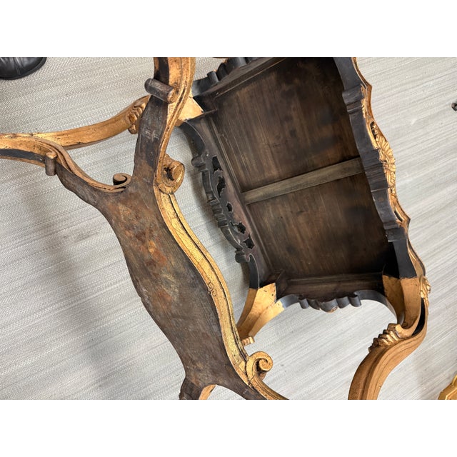 Wood Antique Rococo Revival Giltwood Side Tables, Pair For Sale - Image 7 of 12