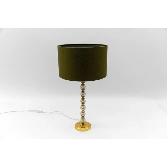 Gold Mid-Century Modern Crystal Table Lamp Base, Germany, 1960s For Sale - Image 8 of 8