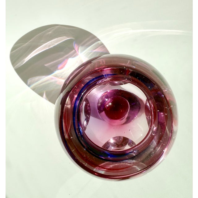 Glass Vintage Murano Sommerso Art Glass Flavio Poli Seguso Venetian Facet Cased Vase 5.5'' For Sale - Image 7 of 10