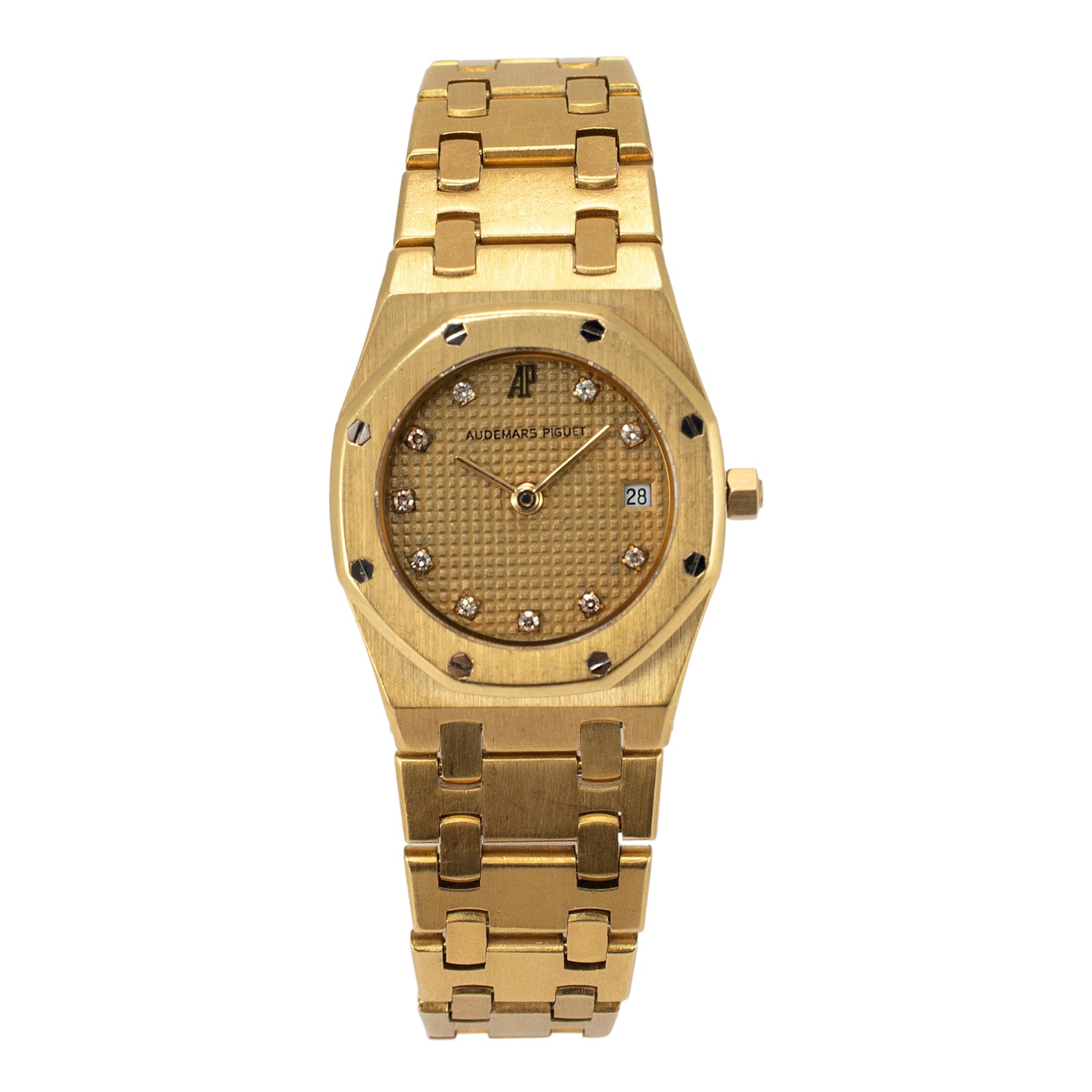 Vintage Audemars Piguet Royal Oak Lady 25mm 66270ba Diamond Yellow Gold ...