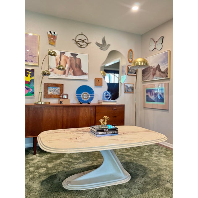 Italian A Rare Italian Coffee Table, Made in Italy, Circa 1960s-80s(?). It Is Made of Marmorino For Sale - Image 3 of 11
