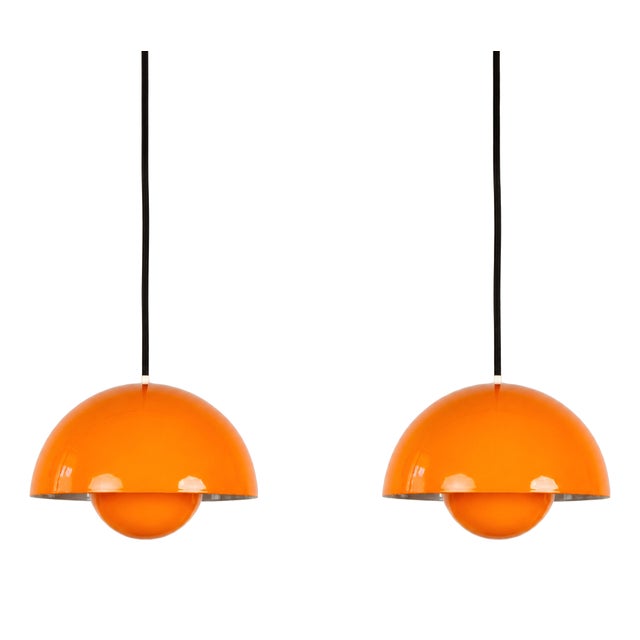 Vintage FlowerPot Pendant Lamps by Verner Panton for Louis Poulsen, Set of 2 For Sale