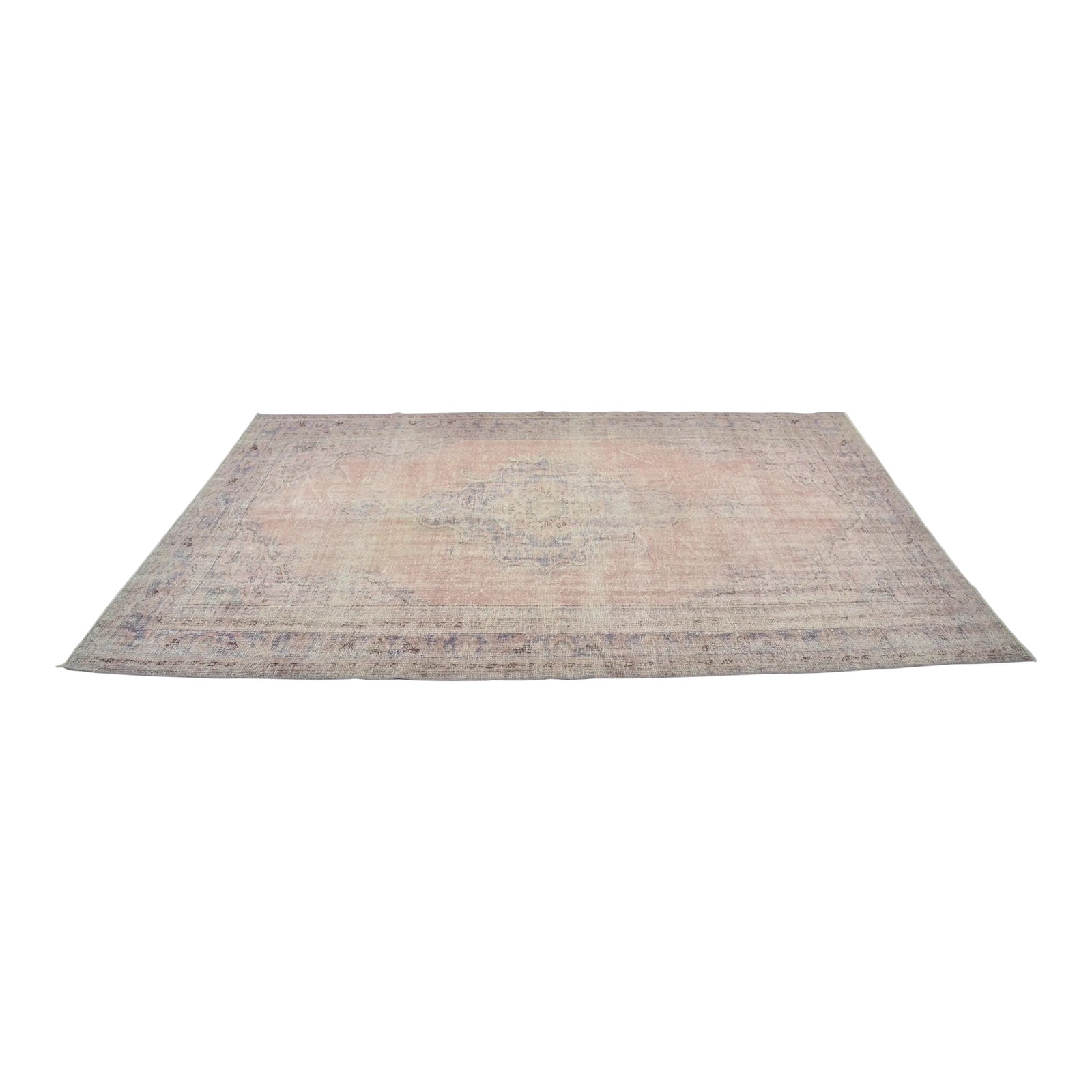1960s Faded Neutral Handmade Large Over Dyed Rug | Chairish