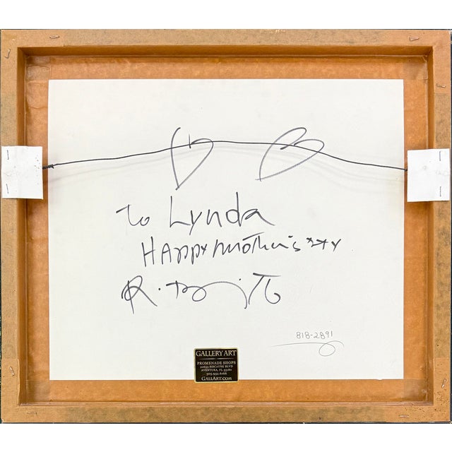Original drawing on paper. Hand signed lower front by Romero Britto. Remarqued - dedicated and hand signed on frame verso...