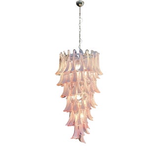 Murano Blush Pink Glass Chandelier with Hand-Blown Petals from Justfurnituress SRL For Sale