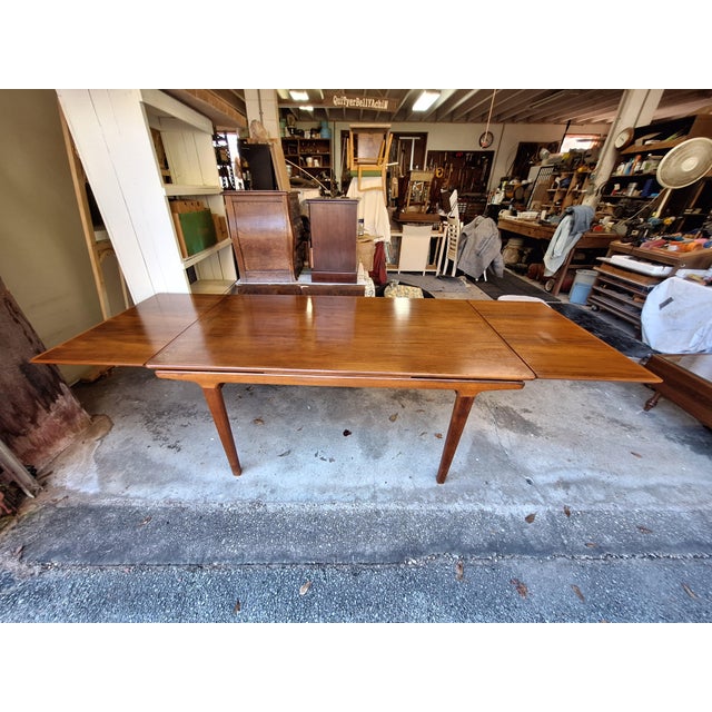 1960s MCM Danish Teak Expandable Dining Table For Sale In Mobile - Image 6 of 12