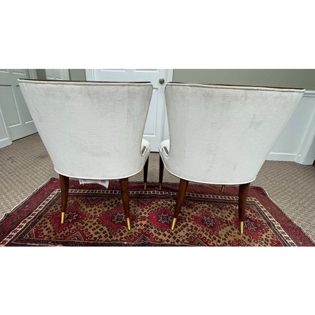 Modern Barbara Barry Collection Marino Walnut Dining Chair, Set of 2 For Sale - Image 3 of 10
