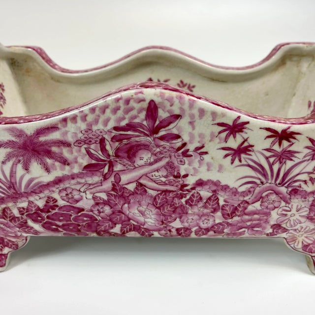 Pink Late 20th Century Pink Chinoiserie Style Porcelain Tray For Sale - Image 8 of 9