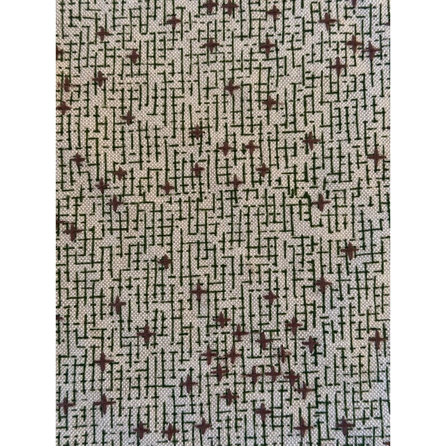 2020s Seemakrish 6 Yards Linen Cotton Hand Blocked and Embroidery Fabric Pacific - Gingko Green Sku : 1601/D For Sale - Image 5 of 6