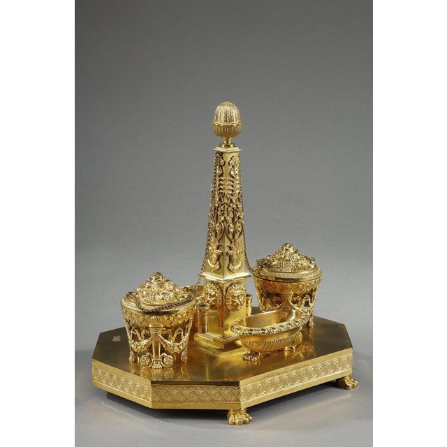 Empire Period Gilt Bronze Obelisk Inkwell, 1810 For Sale - Image 4 of 18