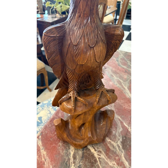 Wood Late 20th Century Hand Carved American Eagle Statue For Sale - Image 7 of 9