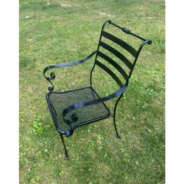 1980s 1980s Wrought Iron Patio Table & 4 Decorative Chairs For Sale - Image 5 of 5