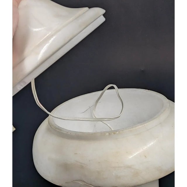 Alabaster Mid 20th Century Mid-Century Modern Alabaster Lamps - a Pair For Sale - Image 8 of 18