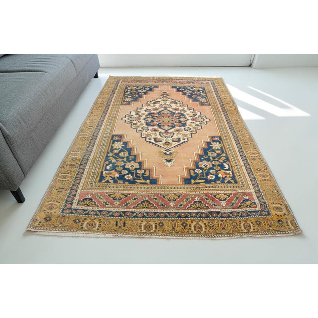 Turkish Vintage Turkish Area Rug, Hand-Knotted Wool, Traditional Anatolian Medallion Design For Sale - Image 3 of 10
