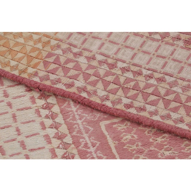 Textile Antique Agra Rug in Pink, White and Gold With Geometric Patterns - Rug & Kilim For Sale - Image 7 of 7