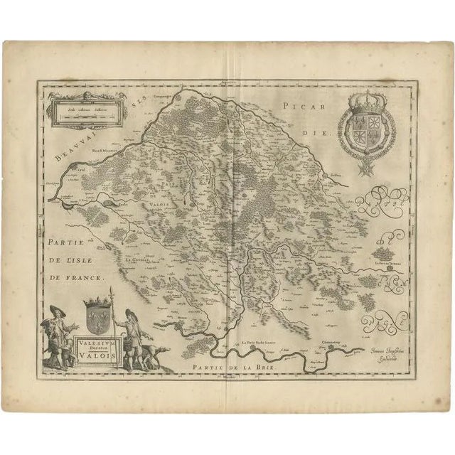 Antique Map of the Seine-Et-Marne by Janssonius, 1657 For Sale