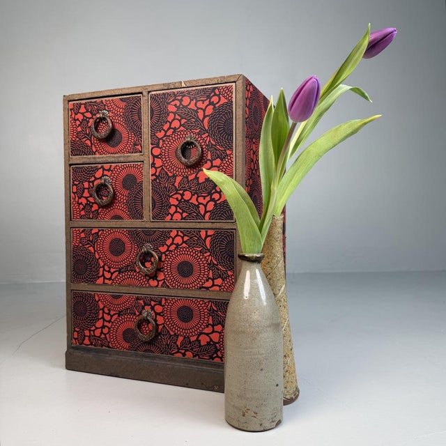 Japanese Chiyogami Drawer Cabinet, 1940s For Sale - Image 4 of 13
