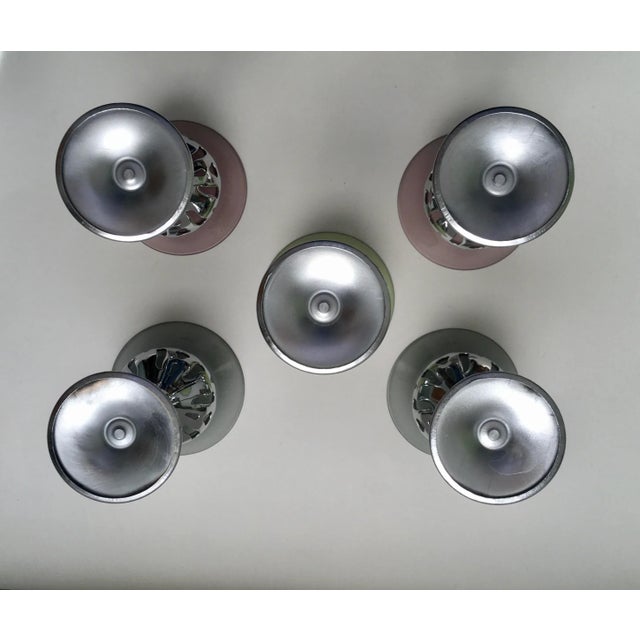 Vintage Multicolored Chrome Scrollwork Wine Glasses- Set of 5 For Sale - Image 12 of 13