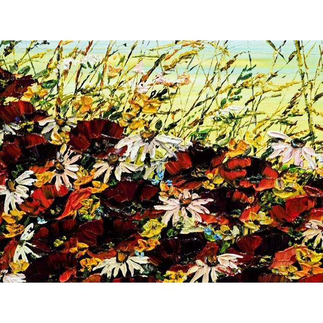 Red Maya Eventov Blanket of Beauty Oil Flower Canvas With Beautiful Custom Frame Me012209-17 For Sale - Image 8 of 13