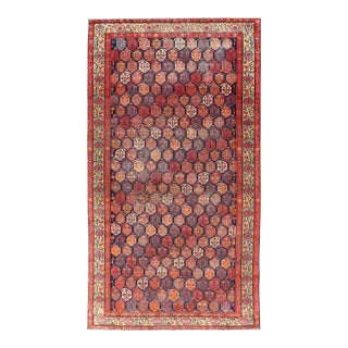 Antique Malayer Rug in Soft Tones in Wool With Sub-Geometric Paisley Design For Sale