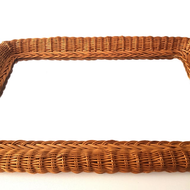 Mid-Century Modern Rectangular Wall Mirror with Rattan Frames, Italy, 1960s For Sale - Image 6 of 13