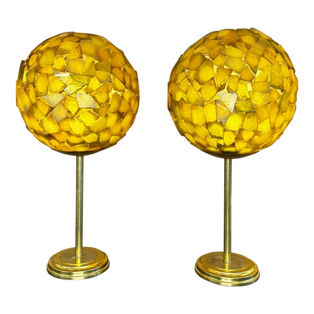 Mid Century Modern Chuck Lucite Lamps on Brass Bases. For Sale