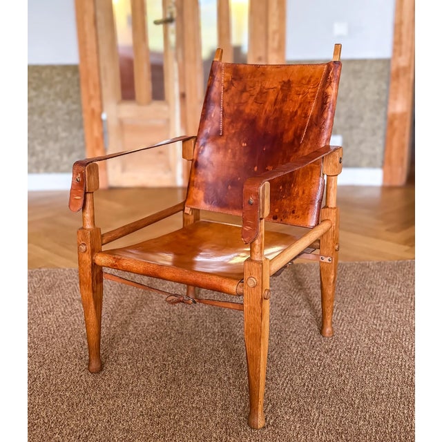 Cognac Leather Safari Chair by by Wilhelm Kienzle, 1950s For Sale - Image 9 of 17