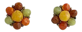 Kramer Orange & Green Button Earrings