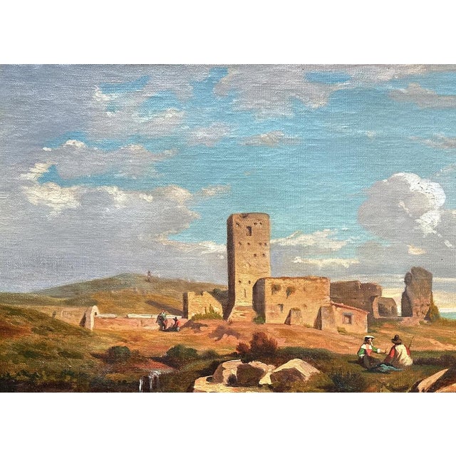 Oil study of Italian ruins around 1850 Paethus / Paestu Oil on canvas No signature found Size 39.5 x 54 cm Good condition,...