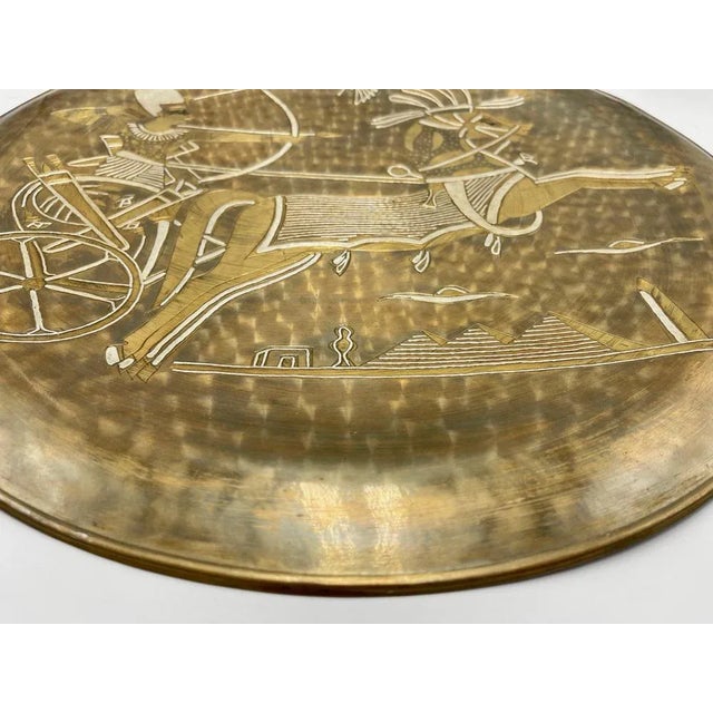 20th Century Egyptian Handmade Brass Decorative Wall Plate For Sale - Image 5 of 6