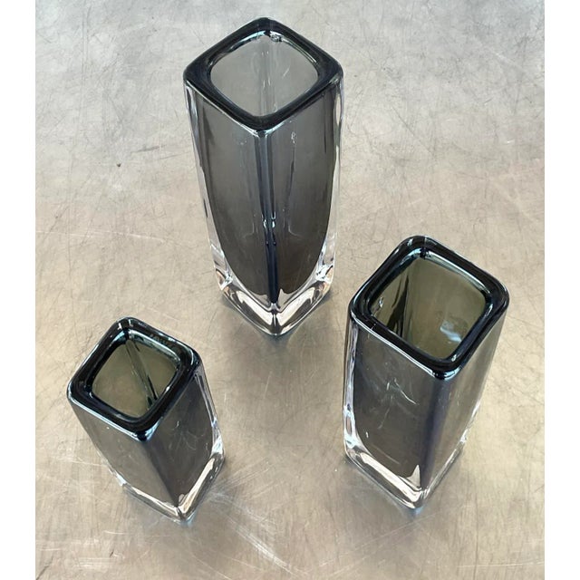 Boho Chic Vintage Boho Signed Art Glass Trio of Bud Vases For Sale - Image 3 of 4