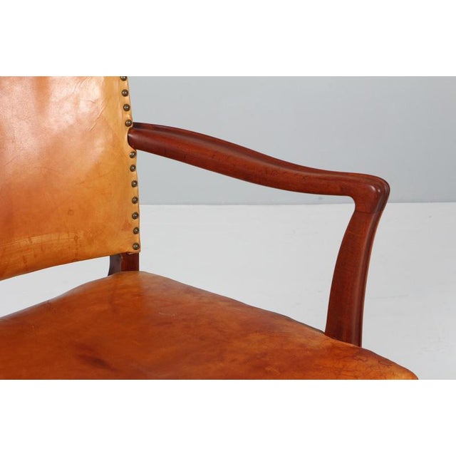 Polexim Armchair in Patinated Nature Leather by Kaare Klint, 1940s For Sale - Image 3 of 11