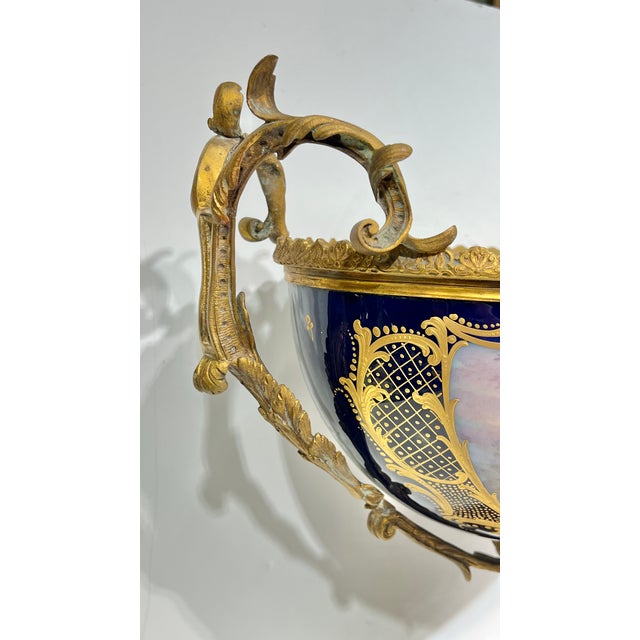 Bronze 19th Century French Sevres Louis XV Style Porcelain Gilt Bronze Centerpiece Bowl For Sale - Image 8 of 15