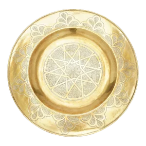 Large Moroccan Engraved Brass Coffee Tray, C. 1880-1910