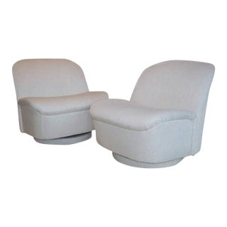 Vintage Directional White Swivel Chairs - a Pair For Sale