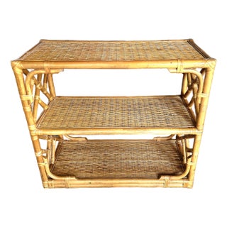 1970s Vintage Bamboo and Rattan Display Shelves For Sale