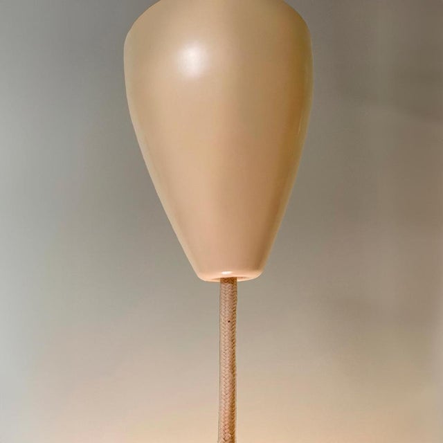 1960s Vintage Pendant Light with Fiberglass Lampshade, 1960s For Sale - Image 5 of 8