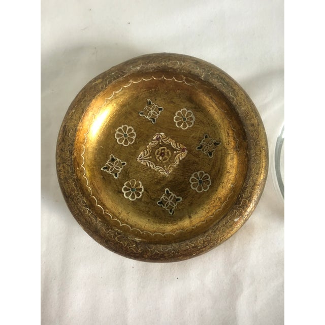 Florentine coaster with the glass liner. Great addition to your Florentine collection or for use. Interior of liner...