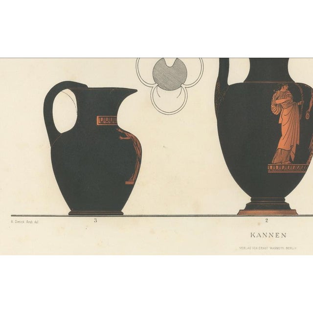 Black Albert Genick, Greek Jugs with Classical Figures, 1883, Lithograph For Sale - Image 8 of 10