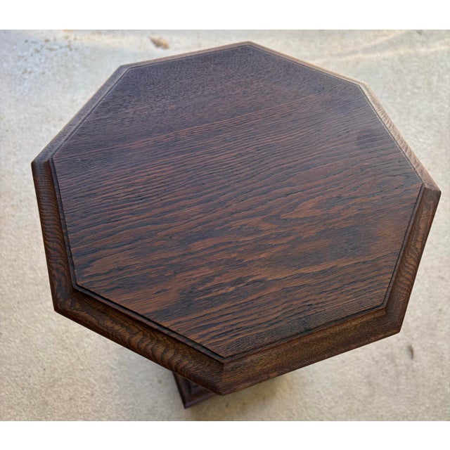 Wood Vintage Octagonal Fern Stand With Carved Leg For Sale - Image 7 of 8