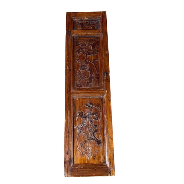Chinoiserie Antique Chinoiserie Wooden Wall Hanging Panel 49.5" H For Sale - Image 3 of 8