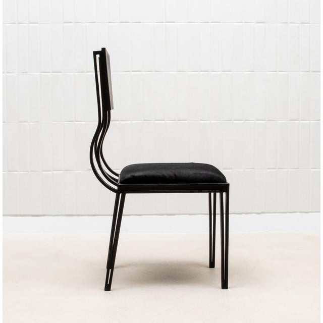 Wood Upholstered Hide Chair in Black Oak by R&y Augousti For Sale - Image 7 of 10