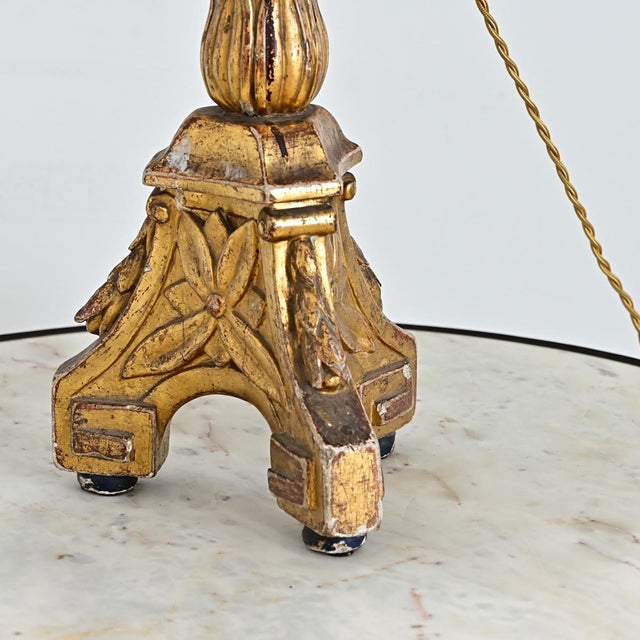 19th Century Italian Giltwood Candlestick Table Lamp For Sale - Image 4 of 11
