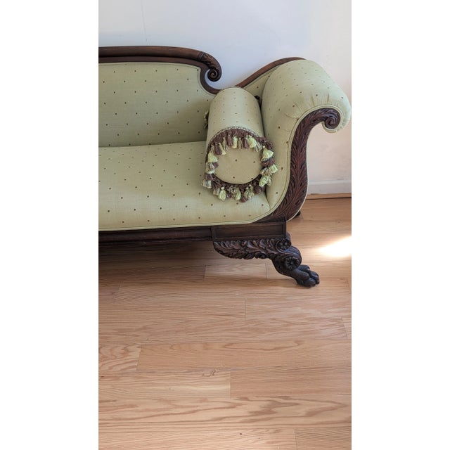 Antique American Classical Empire Sofa With Ornate Carved Mahogany Frame For Sale In Washington DC - Image 6 of 12