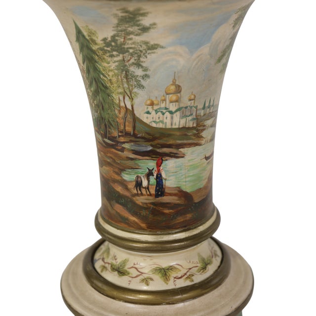 White A Vintage Early 20th-Century Hollywood Regency-Style Wooden Vase Lamp For Sale - Image 8 of 11