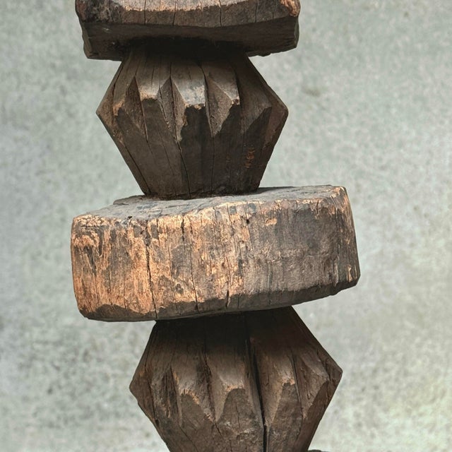 Large Antique Abstract Hand-Carved Nupe House Post on Custom Stand For Sale - Image 11 of 12