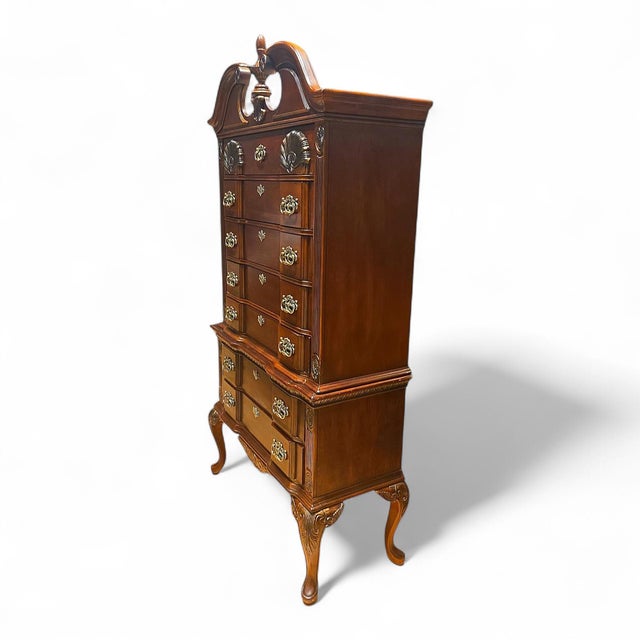 Brass Professionally Refinished "Kathy Ireland Home" Queen Anne Highboy For Sale - Image 8 of 12